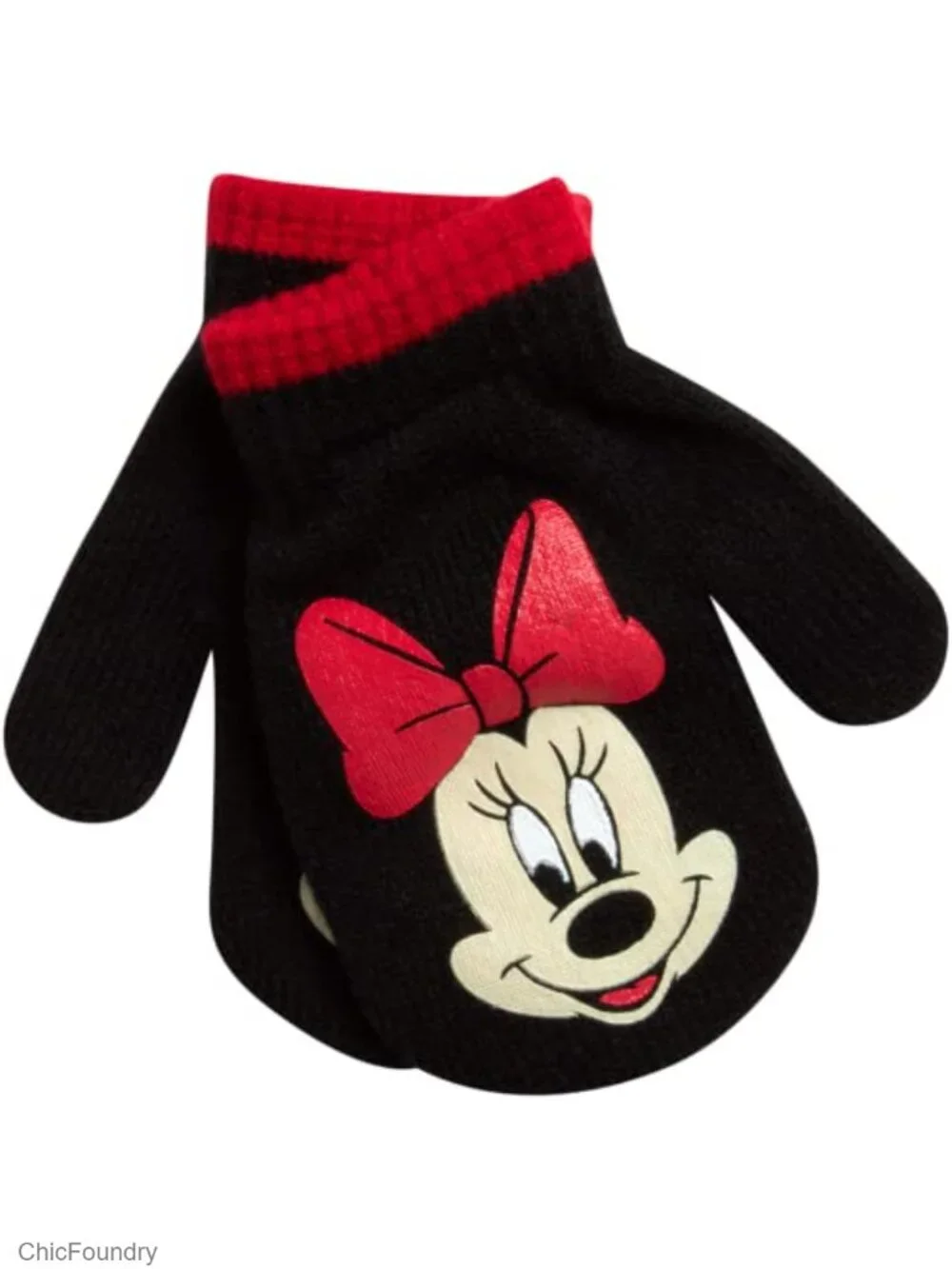 Kids Beanie Hat and Gloves Set 3D Bow Winter Cap 2 Pairs Mittens